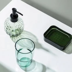 Staunton And Henry Amaro Bottle Green Bathroom Accessory Set Eclectic