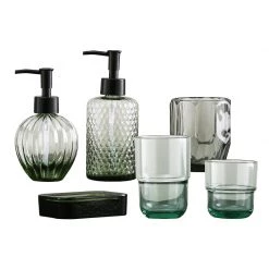 Staunton And Henry Amaro Bottle Green Bathroom Accessory Set Eclectic