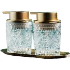 Staunton And Henry Eclectic Gold And Glass Vintage Soap Dispenser