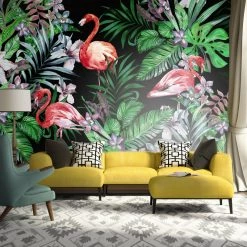 Staunton And Henry Wall Decor Flamingos In The Jungle Wall Mural