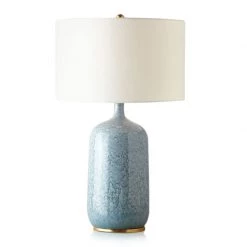 Staunton And Henry Blue Ceramic Table Lamp With Gold Trim Lighting