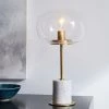 Staunton And Henry Lighting Modern White Marble Table Lamp With Gold Trim