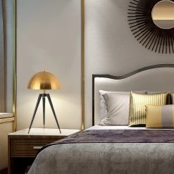 Staunton And Henry Modern Black And Gold Tripod Table Lamp Lighting