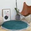 Staunton And Henry Rugs Geometric Round Teal And Grey Rug