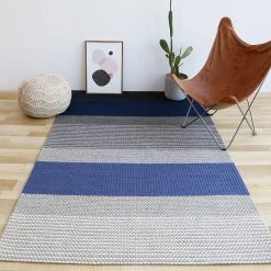Staunton And Henry Blue And Grey Chunky Weave Rug Rugs