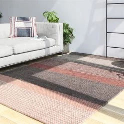 Staunton And Henry Pink And Grey Chunky Weave Rug