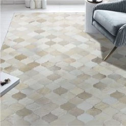 Staunton And Henry Cream And Fawn Patchwork Cowhide Rug Rugs