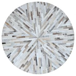 Staunton And Henry Beige And Cream Round Patchwork Hide Rug Rugs