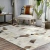 Staunton And Henry Rugs Cream And Fawn Triangle Patchwork Hide Rug