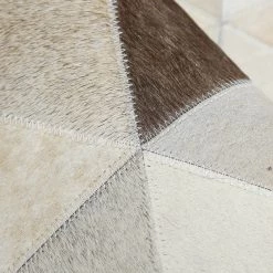 Staunton And Henry Rugs Cream And Fawn Triangle Patchwork Hide Rug