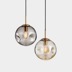 Staunton And Henry Lighting Modern Brass Pendant With Dimpled Glass Shade