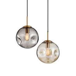 Staunton And Henry Lighting Modern Brass Pendant With Dimpled Glass Shade