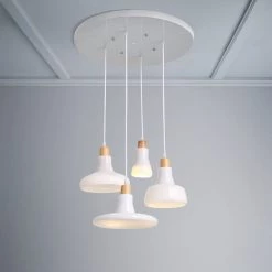 Staunton And Henry Modern Frosted White Pendant Light Set With Ceiling Mount Lighting