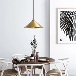 Staunton And Henry Matt Brass Conical Pendant Light