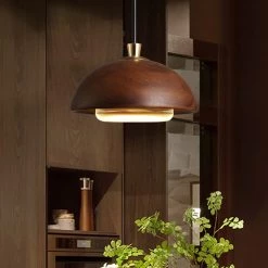 Staunton And Henry Dark Wood Pendant Light