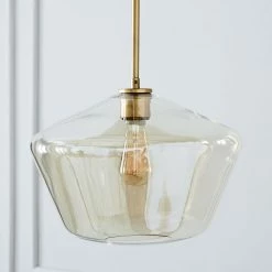 Staunton And Henry Modern Brass And Glass Pendant Light