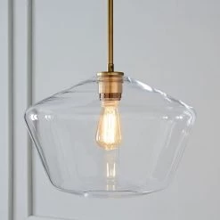 Staunton And Henry Modern Brass And Glass Pendant Light