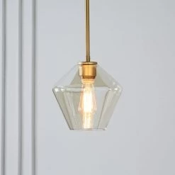 Staunton And Henry Modern Brass And Glass Pendant Light