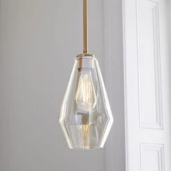 Staunton And Henry Modern Brass And Glass Pendant Light