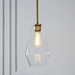 Staunton And Henry Modern Brass And Glass Pendant Light