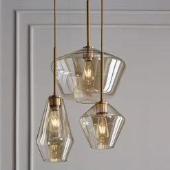Staunton And Henry Modern Brass And Glass Pendant Light