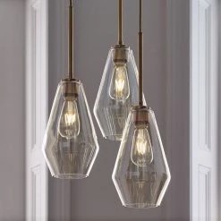 Staunton And Henry Modern Brass And Glass Pendant Light