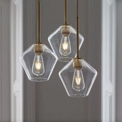 Staunton And Henry Modern Brass And Glass Pendant Light