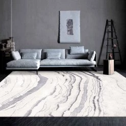 Staunton And Henry White Marble Pattern Rug