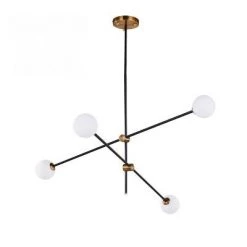 Staunton And Henry Lighting Black & Brass Deco Chandelier