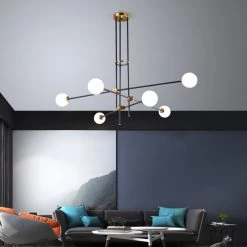 Staunton And Henry Lighting Black & Brass Deco Chandelier