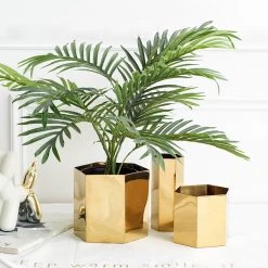 Staunton And Henry Modern Geometric Brass Plant Pot