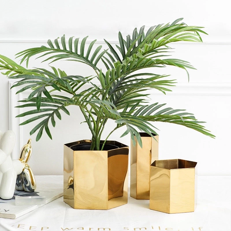 Staunton And Henry Modern Geometric Brass Plant Pot 1 Staunton And Henry Modern Geometric Brass Plant Pot