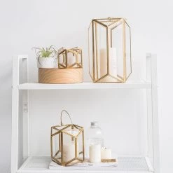 Staunton And Henry Modern Gold And Glass Geometric Lantern