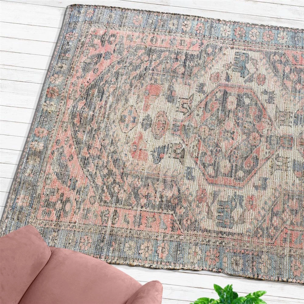 Staunton And Henry Ilder Distressed Tribal Rug 1 Staunton And Henry Ilder Distressed Tribal Rug