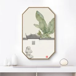 Staunton And Henry Wide Floral Oriental Wall Art With Wood Frame