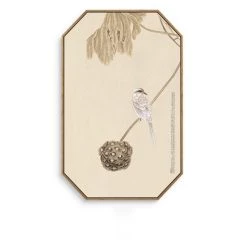 Staunton And Henry Wide Floral Oriental Wall Art With Wood Frame