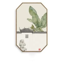 Staunton And Henry Wide Floral Oriental Wall Art With Wood Frame