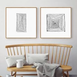 Staunton And Henry Abstract Black And White Wall Art With Wood Frame
