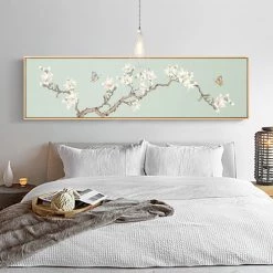 Staunton And Henry Cherry Blossoms Wide Wall Art With Wood Frame Wall Decor