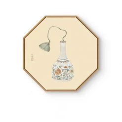 Staunton And Henry Oriental Hexagon Wall Art With Wood Frame Wall Decor