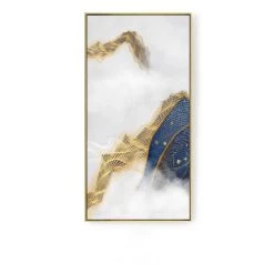 Staunton And Henry Wall Decor Blue And Yellow Abstract Vertical Wall Art With Frame