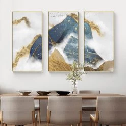 Staunton And Henry Wall Decor Blue And Yellow Abstract Vertical Wall Art With Frame