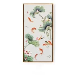 Staunton And Henry Lotus And Koi Oriental Wall Art With Frame Wall Decor