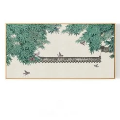 Staunton And Henry Pagoda Birds Oriental Wall Art With Frame