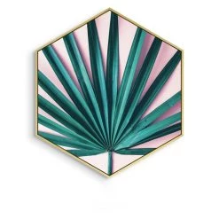 Staunton And Henry Home Accessories Hexagon Green Leaf Wall Art With Frame