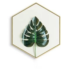 Staunton And Henry Home Accessories Hexagon Green Leaf Wall Art With Frame