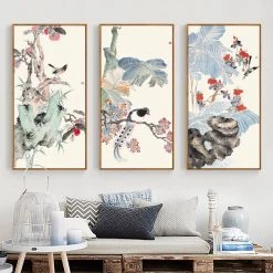 Staunton And Henry Pastel Oriental Wall Art With Frame Wall Decor