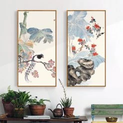 Staunton And Henry Pastel Oriental Wall Art With Frame Wall Decor