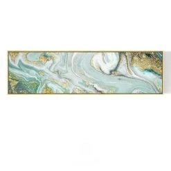 Staunton And Henry Gold And Turquoise Abstract Wall Art With Frame