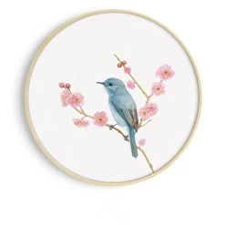 Staunton And Henry Round Pink Oriental Wall Art With Frame